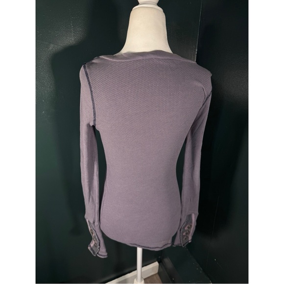 Free People • Vintage Motor Button Cuff Long Sleeve Thermal Top Purple S - Picture 8 of 16
